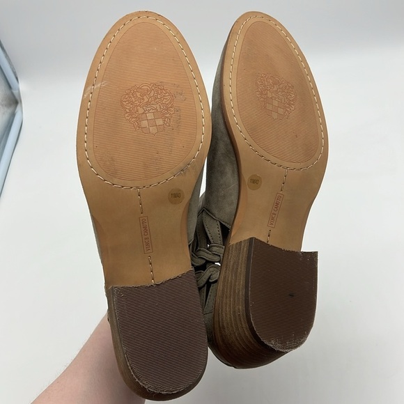 Vince Camuto women US 11 PRESTETTA gray tan ankle booties leather upper braided - Picture 7 of 11